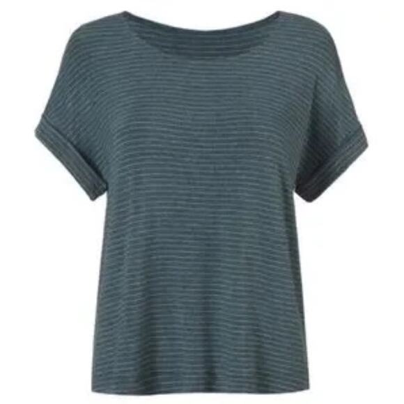 Cabi Groove Tee green gray striped jersey knit top size Small #4008 - Picture 13 of 13
